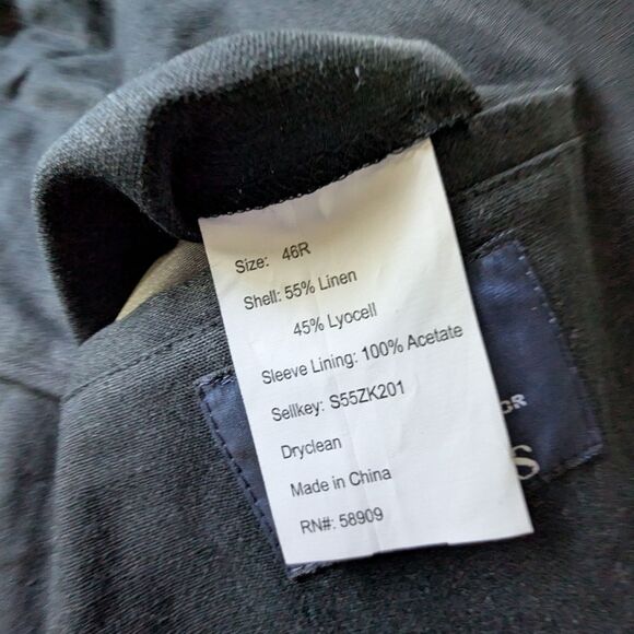 Vtg Black Linen Blend Blazer 46R Plus Size Shoulder Pads Dillard’s 90s/Y2K Pocke - Picture 6 of 7